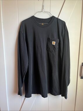 Carhartt Black Long Sleeve Pocket Tee with Logo Patch